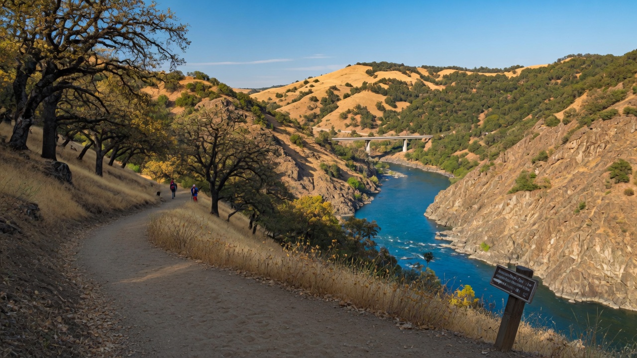 American River canyon hiking near Auburn